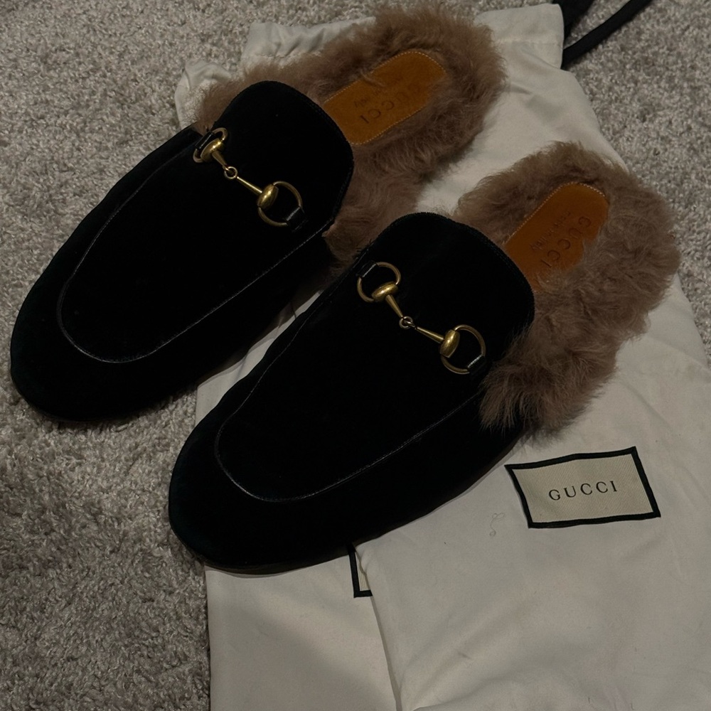 Gucci Black and Brown Fur-Lined Men's Loafers - Picture 3 of 8
